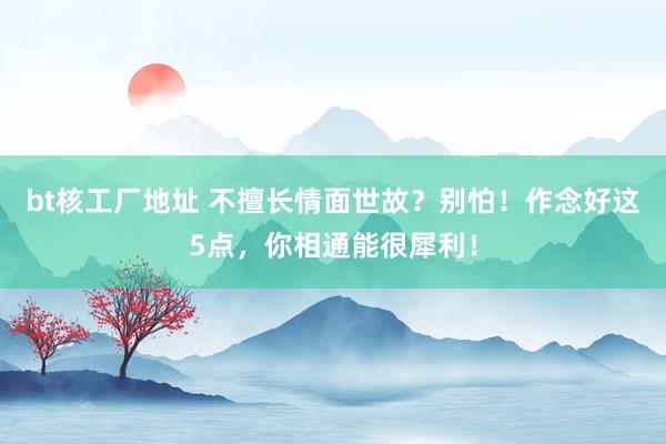 bt核工厂地址 不擅长情面世故？别怕！作念好这5点，你相通能很犀利！